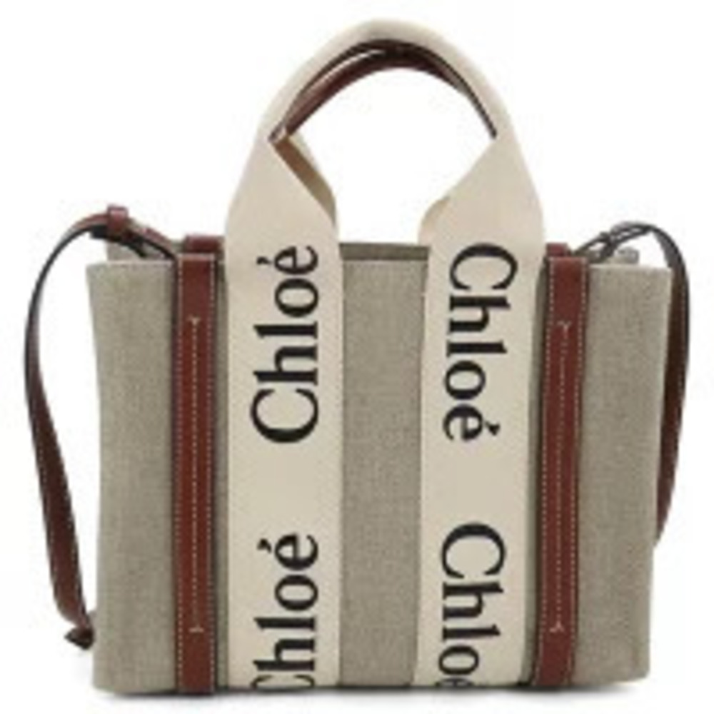 Chloe Tote Bag Woody Leather Beige Cream Handbag